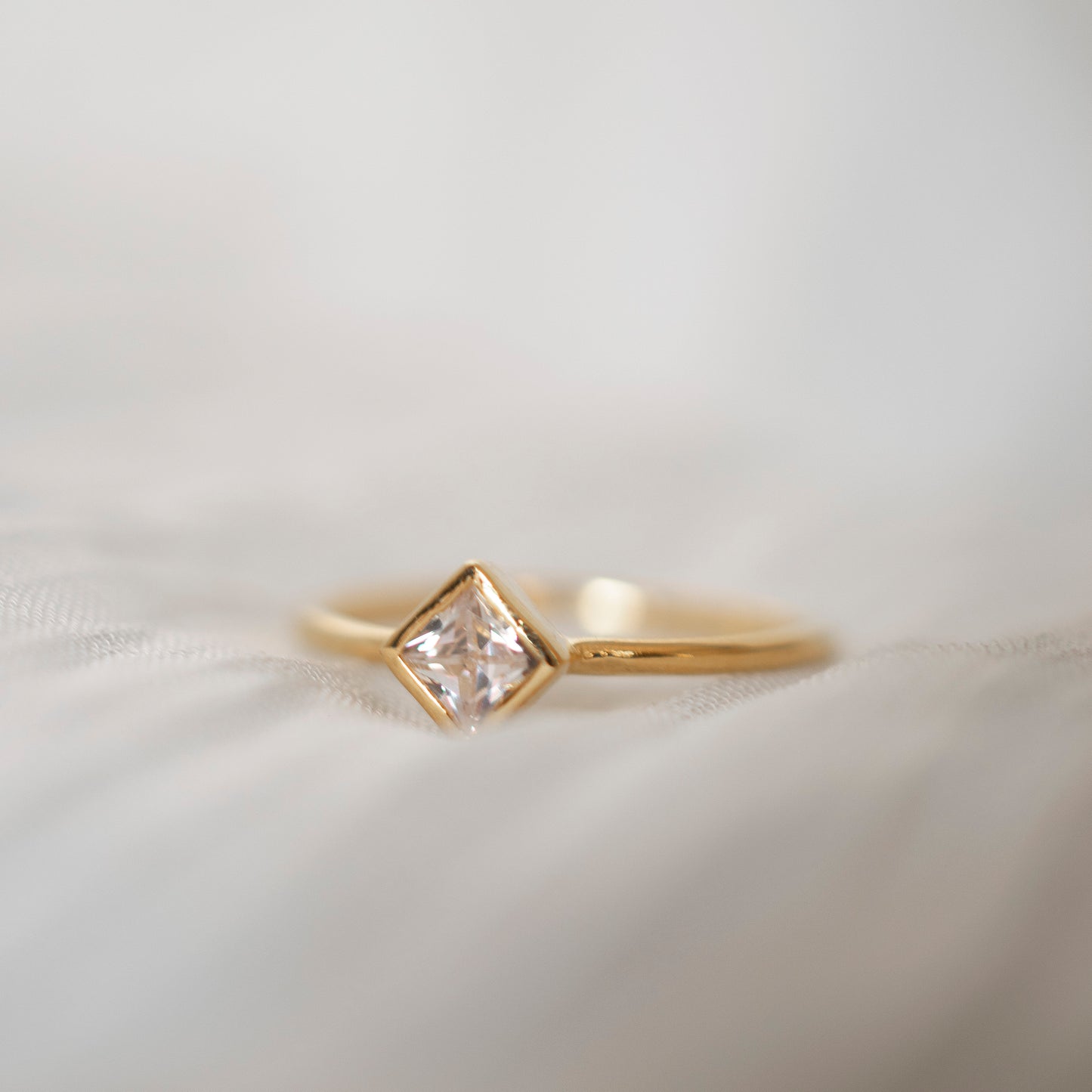 KITE PRINCESS BEZEL SOLITAIRE GOLD RING