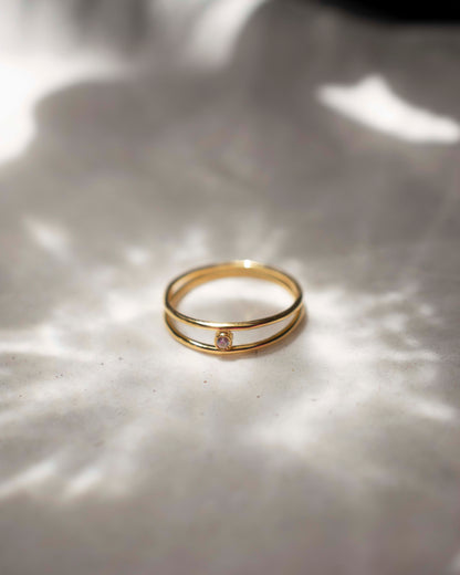 DUAL SLIM DIAMOND 14K GOLD RING