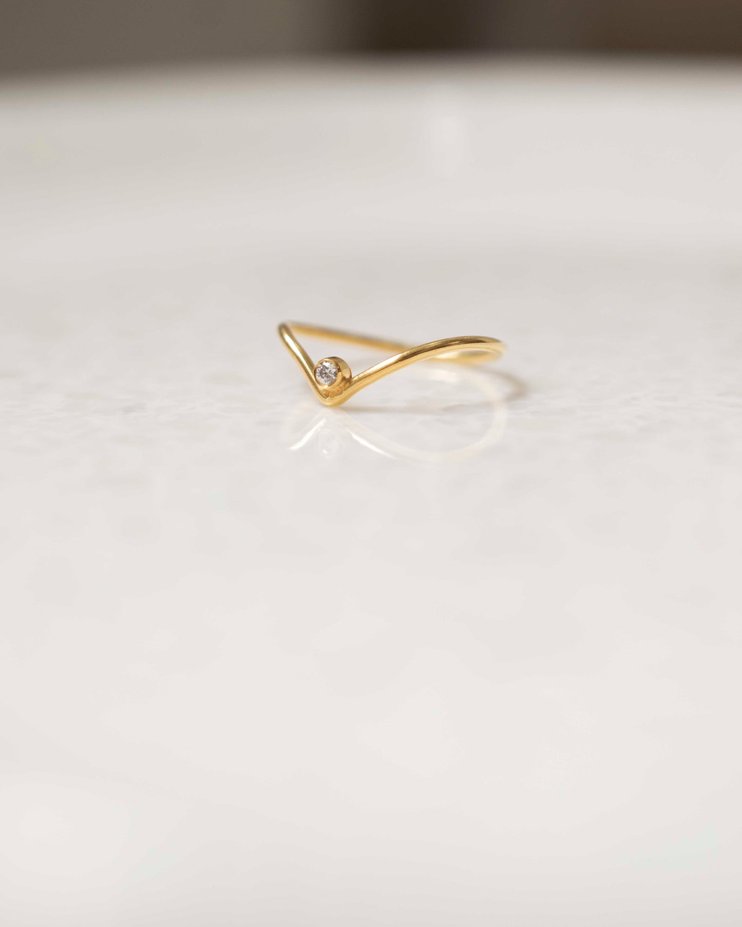 CHEVRON DIAMOND 14K GOLD RING