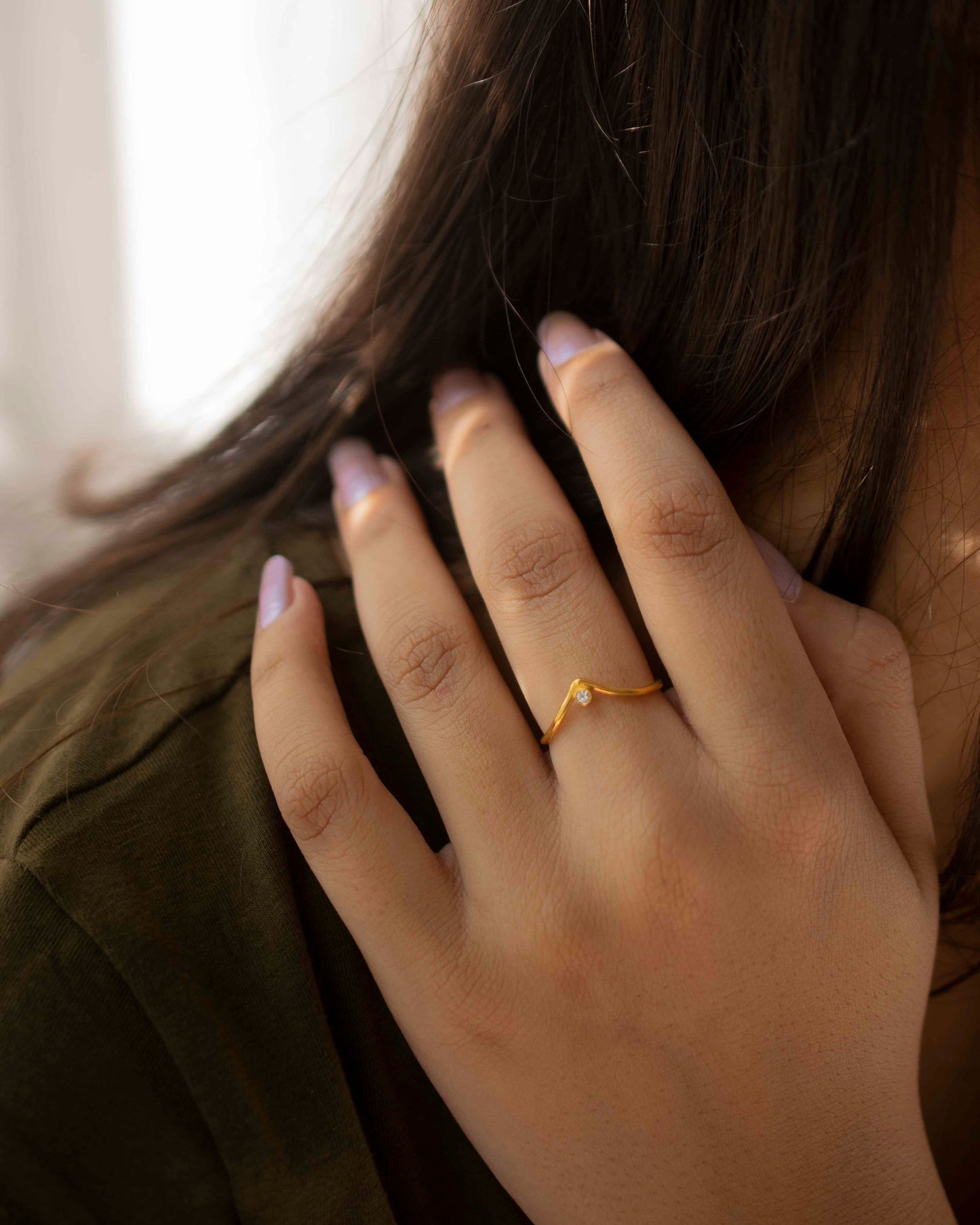 CHEVRON DIAMOND 14K GOLD RING