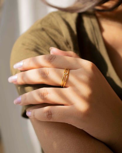 DUAL SLIM DIAMOND 14K GOLD RING