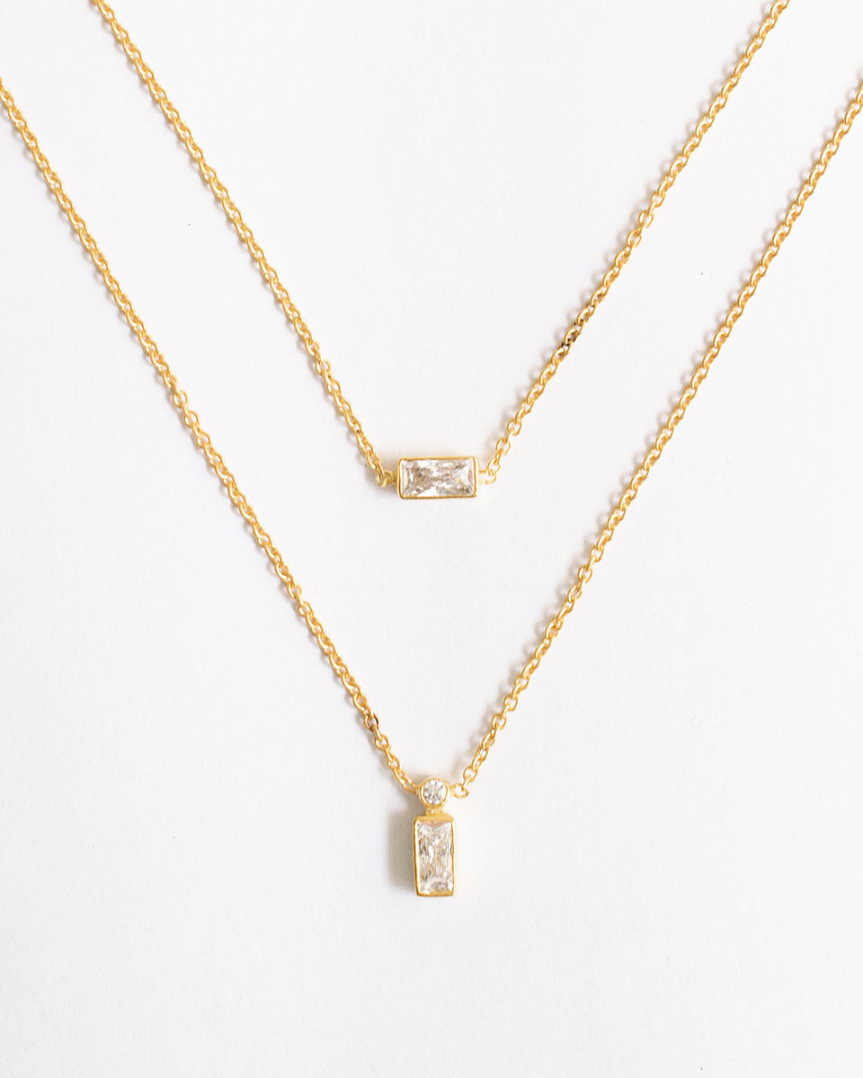 THE BAGUETTE LAYERED NECKLACES