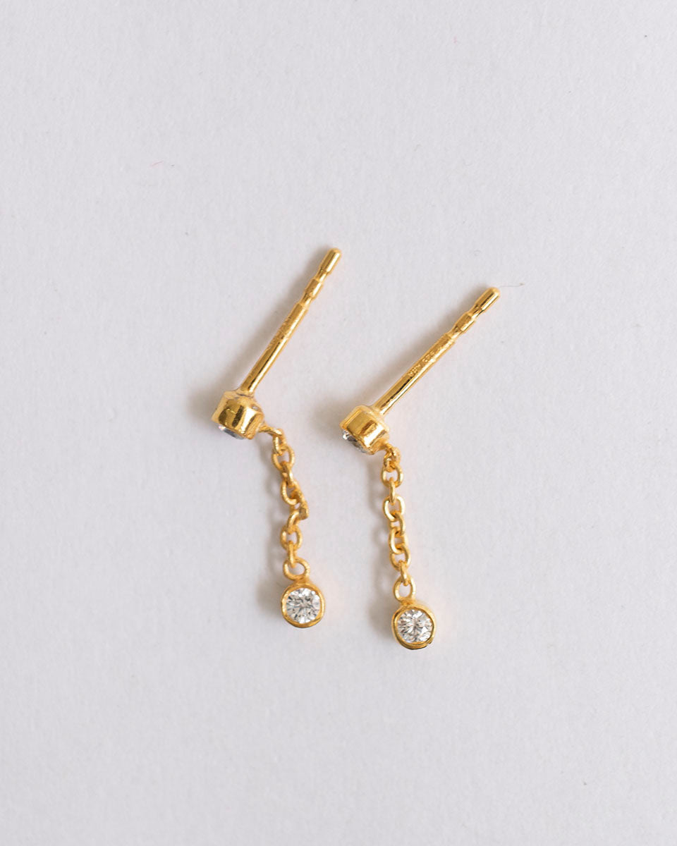 DOT CHAIN STUD EARRINGS