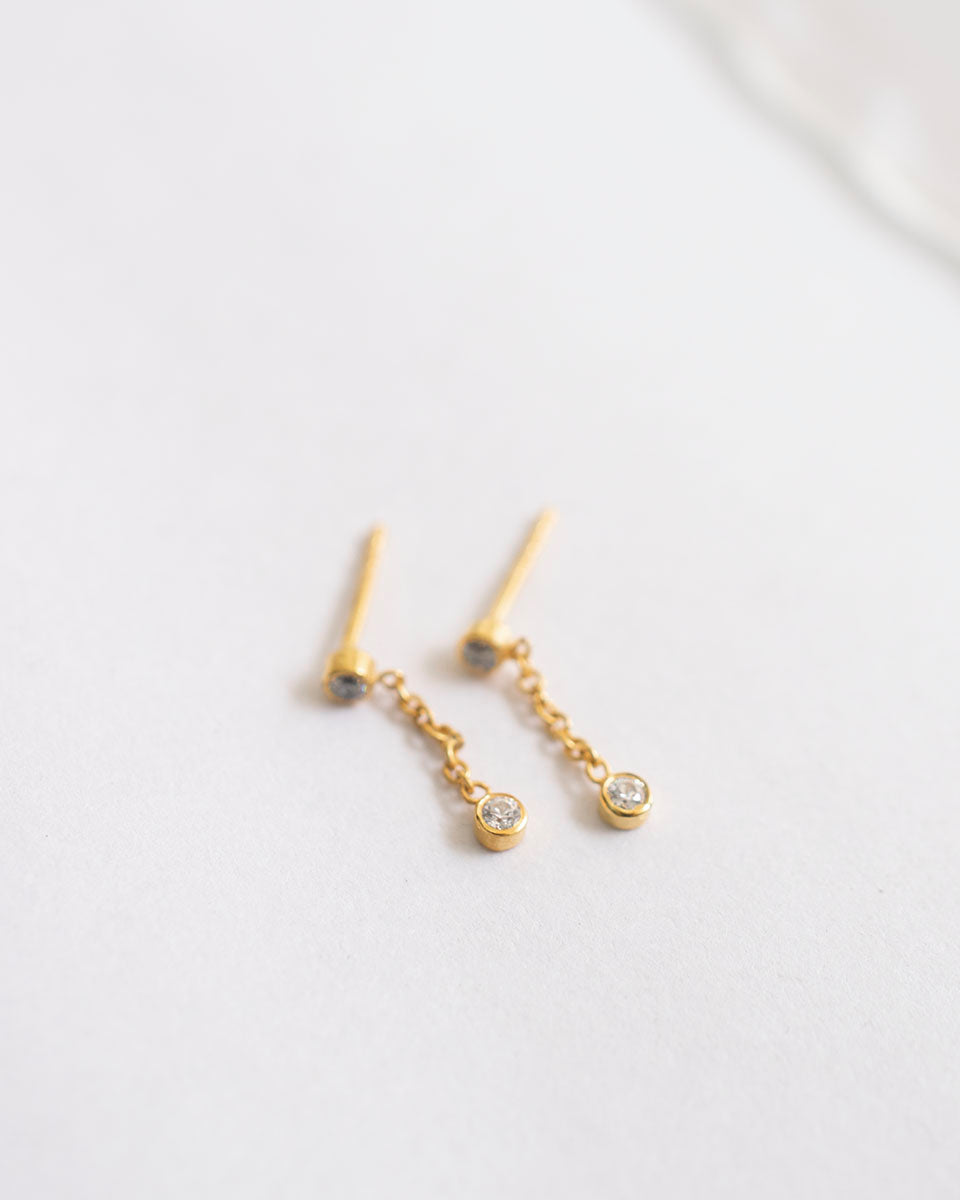 DOT CHAIN STUD EARRINGS