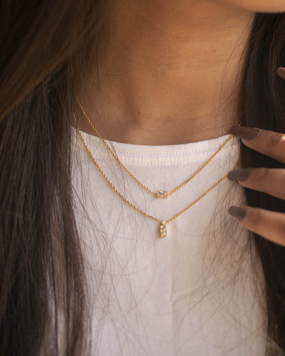 THE BAGUETTE LAYERED NECKLACES