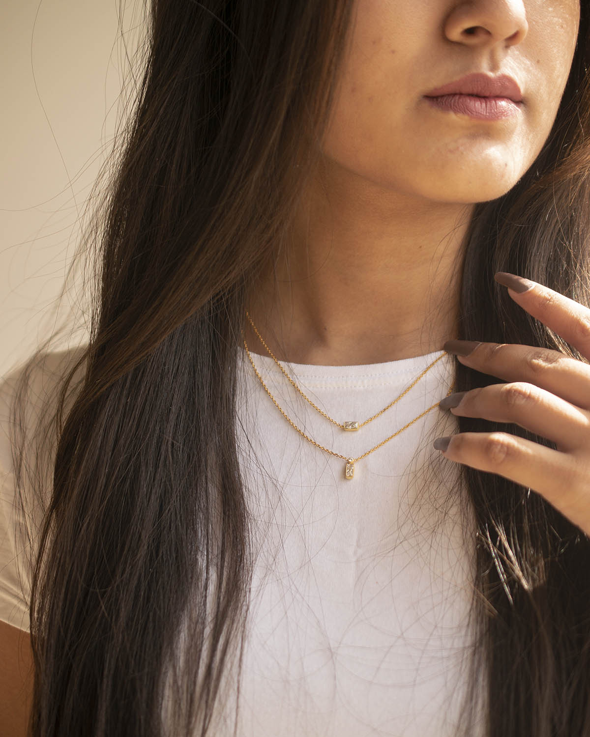 THE BAGUETTE LAYERED NECKLACES