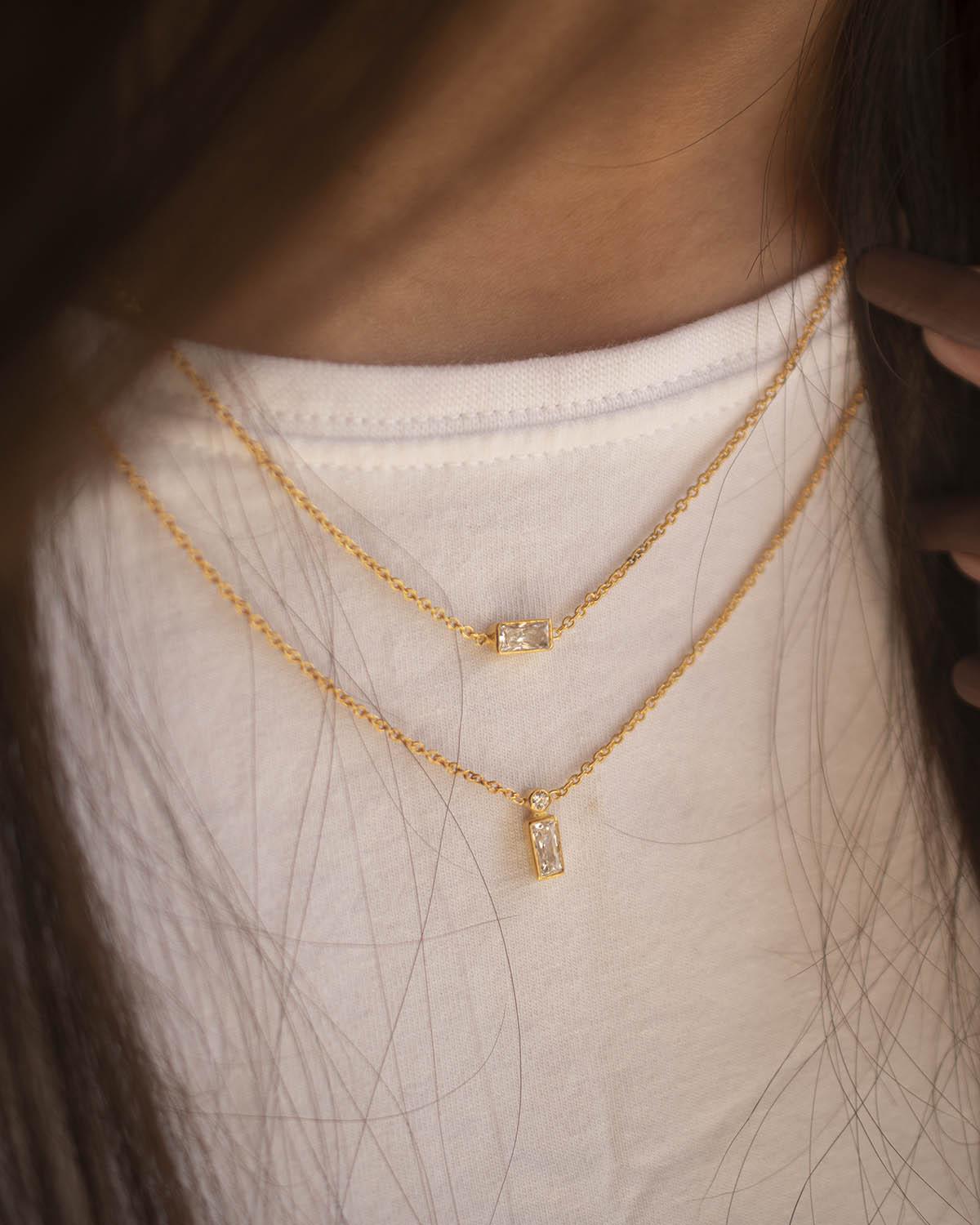 THE BAGUETTE LAYERED NECKLACES