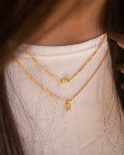 THE BAGUETTE LAYERED NECKLACES