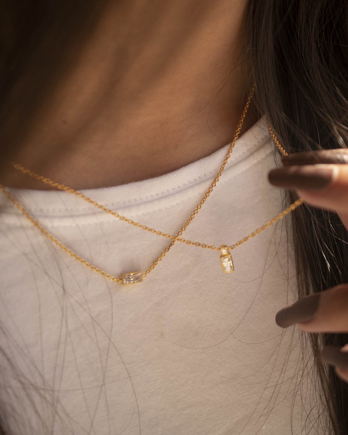 THE BAGUETTE LAYERED NECKLACES