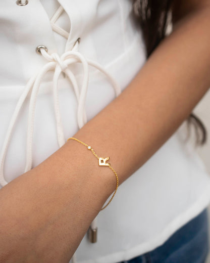 TILTED INITIAL DOT BRACELET