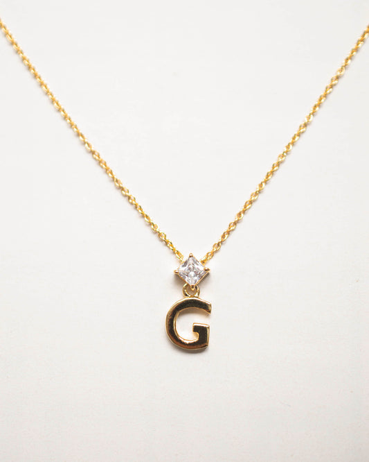 PRINCESS CUT INITIAL NECKLACE