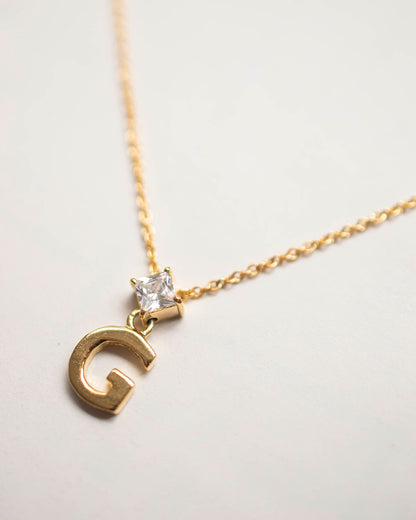 PRINCESS CUT INITIAL NECKLACE