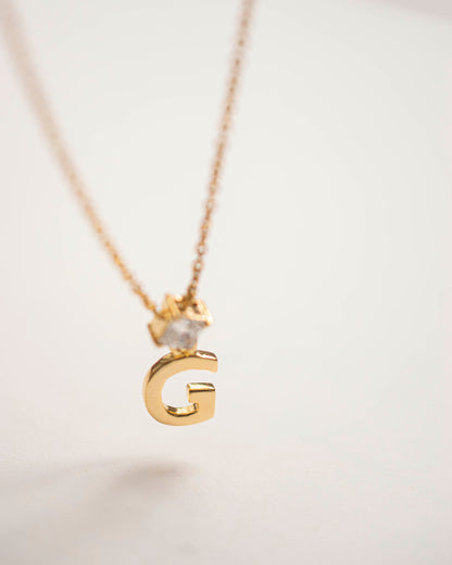 PRINCESS CUT INITIAL NECKLACE