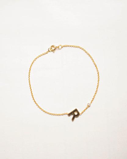 TILTED INITIAL DOT BRACELET