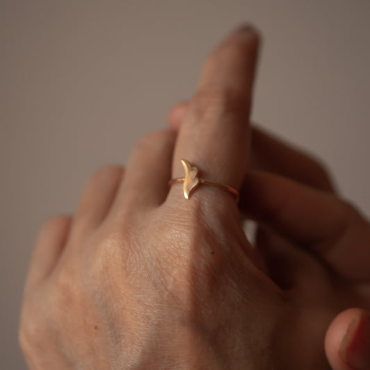 FEATHER 14K GOLD RING