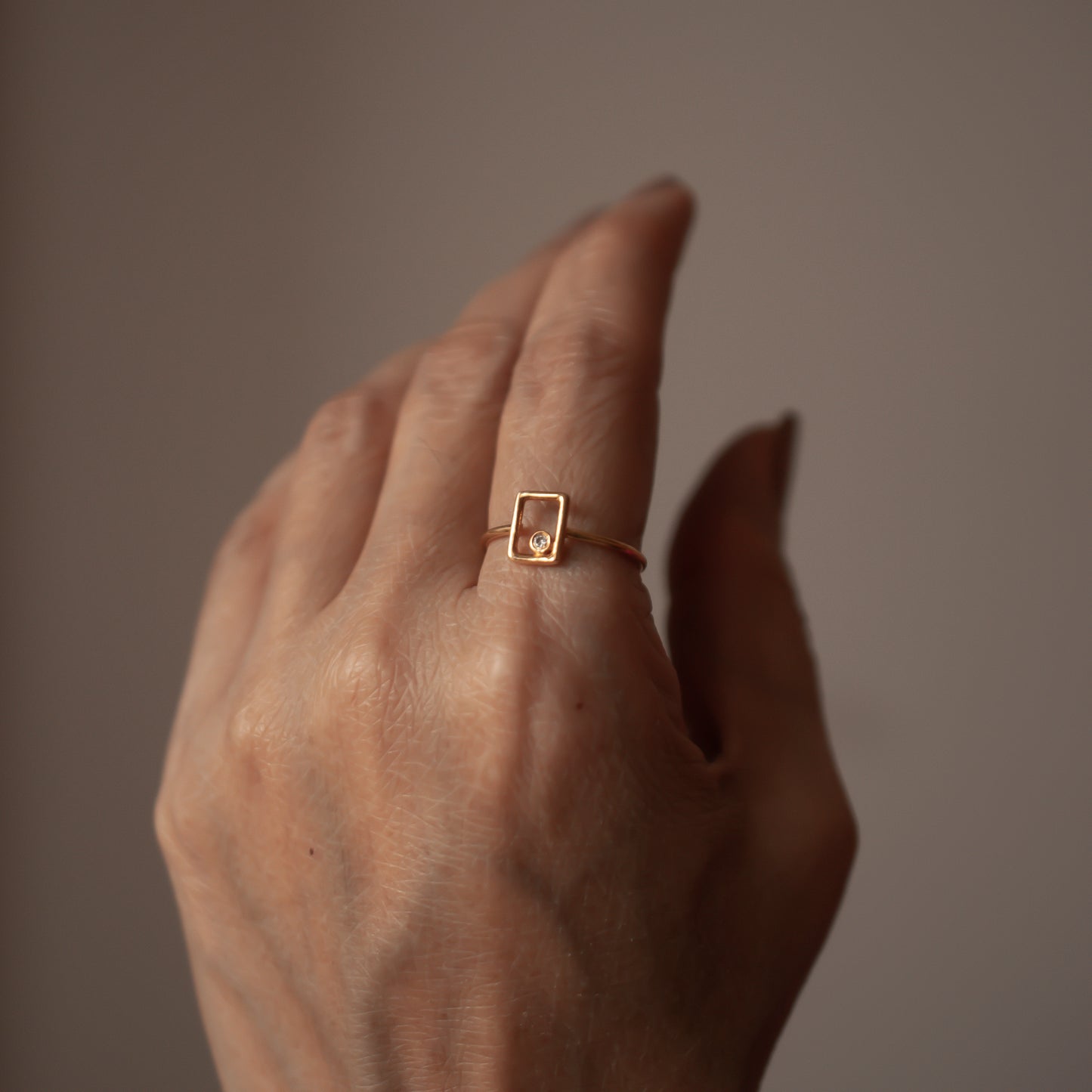 RECTANGLE DIAMOND 14K GOLD RING