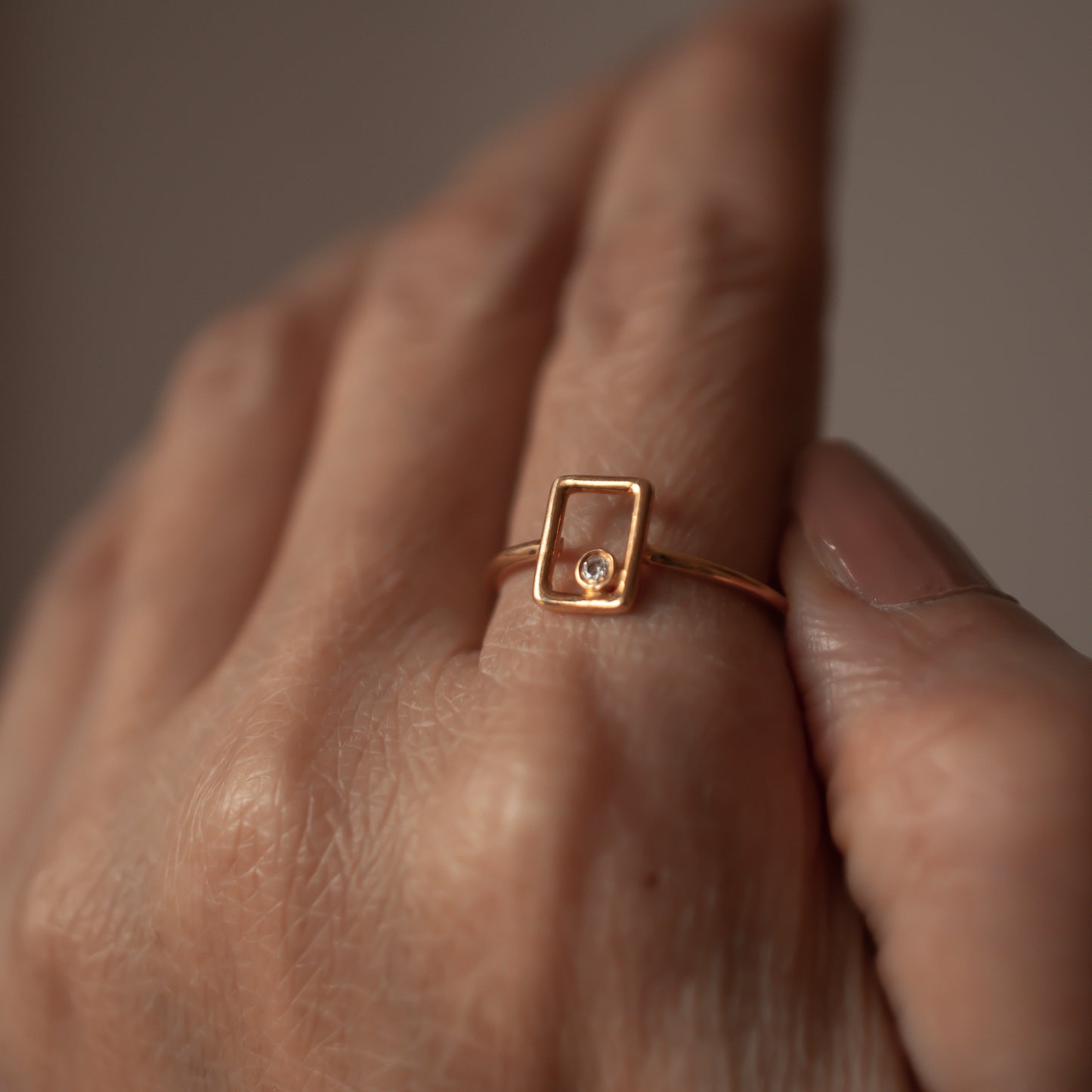 RECTANGLE DIAMOND 14K GOLD RING