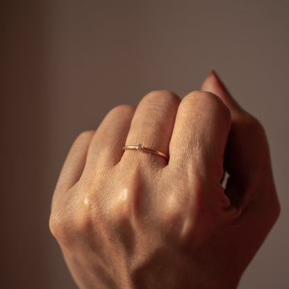 TINY DIAMOND 14K GOLD RING