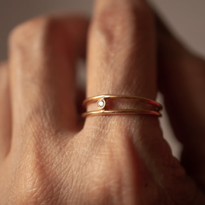 DUAL SLIM DIAMOND 14K GOLD RING