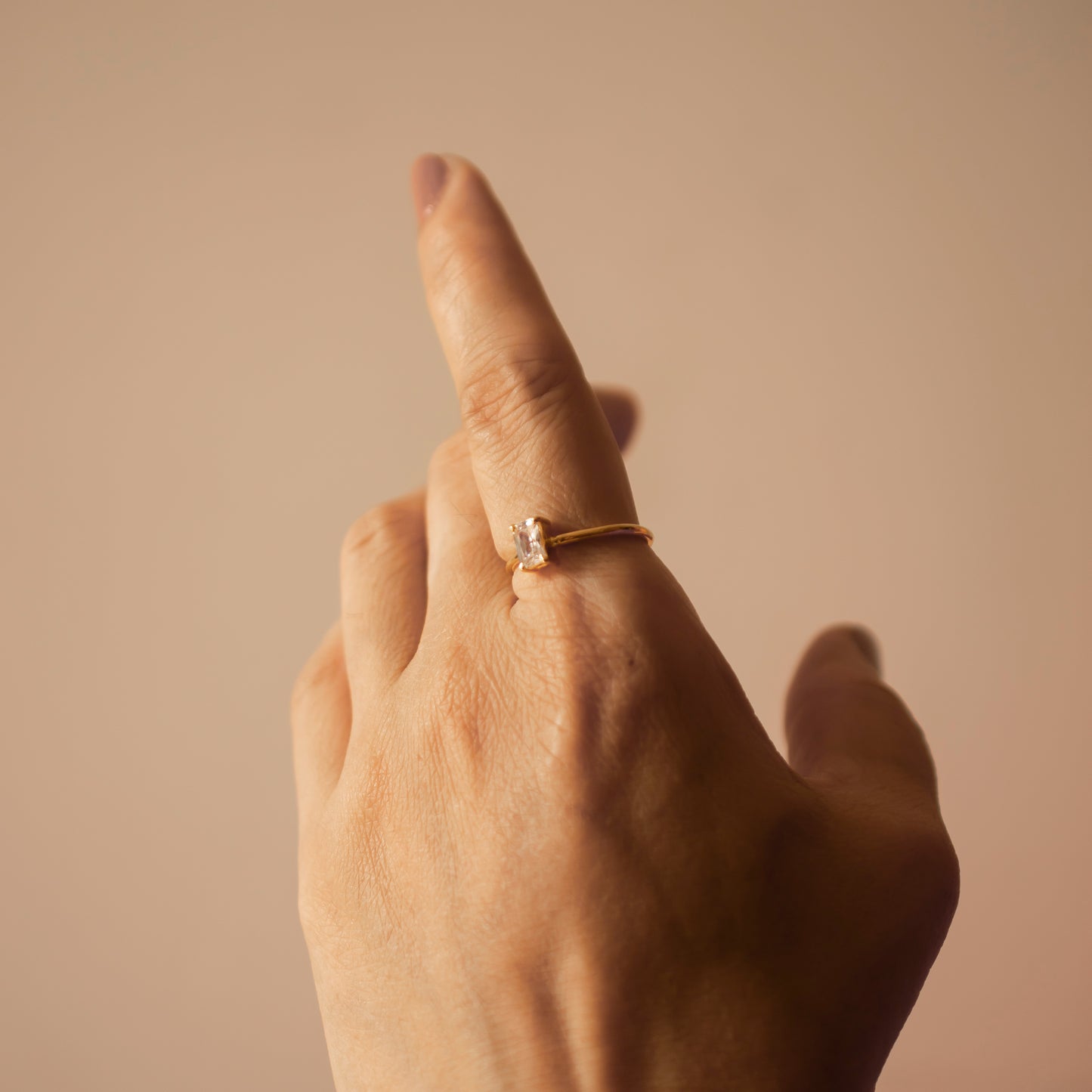 EMERALD CUT SOLITAIRE GOLD RING