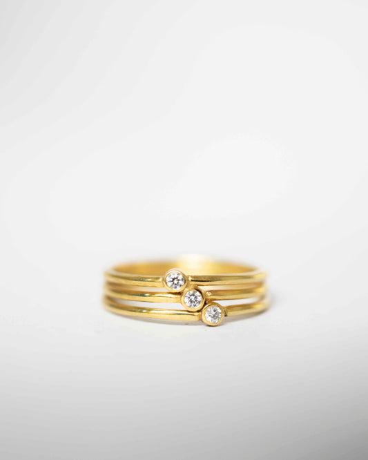 BOLD TRIPLE DIAMONDS 14K GOLD RING